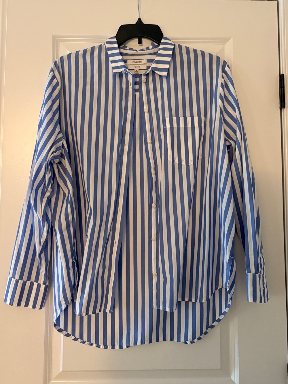 Madewell Blue and White Vertical Stripe Button-Down Shirt